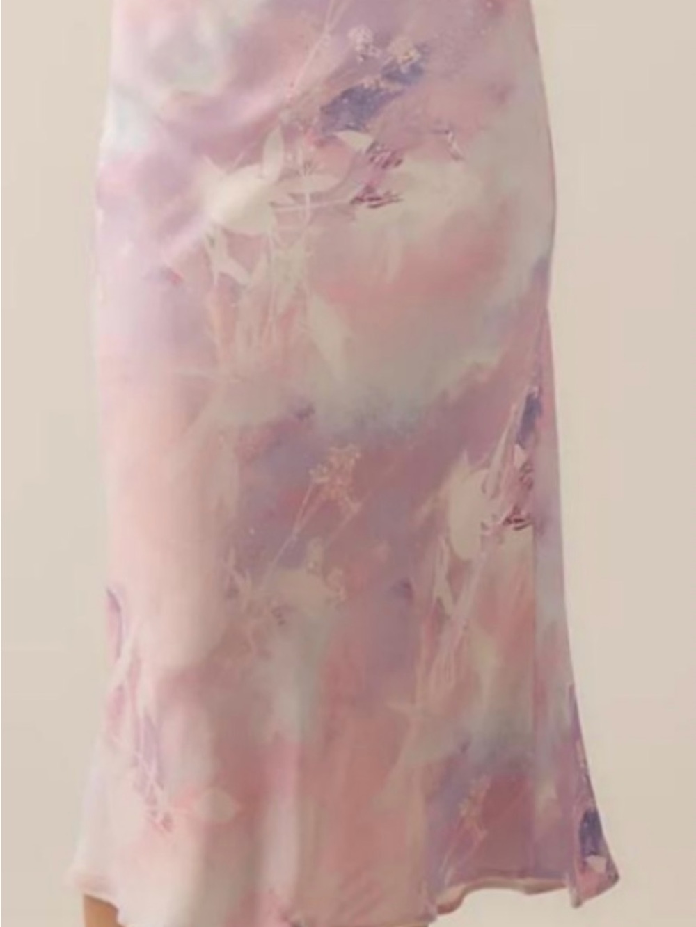 Anthropologie Lavender & Pink Watercolor Midi Skirt